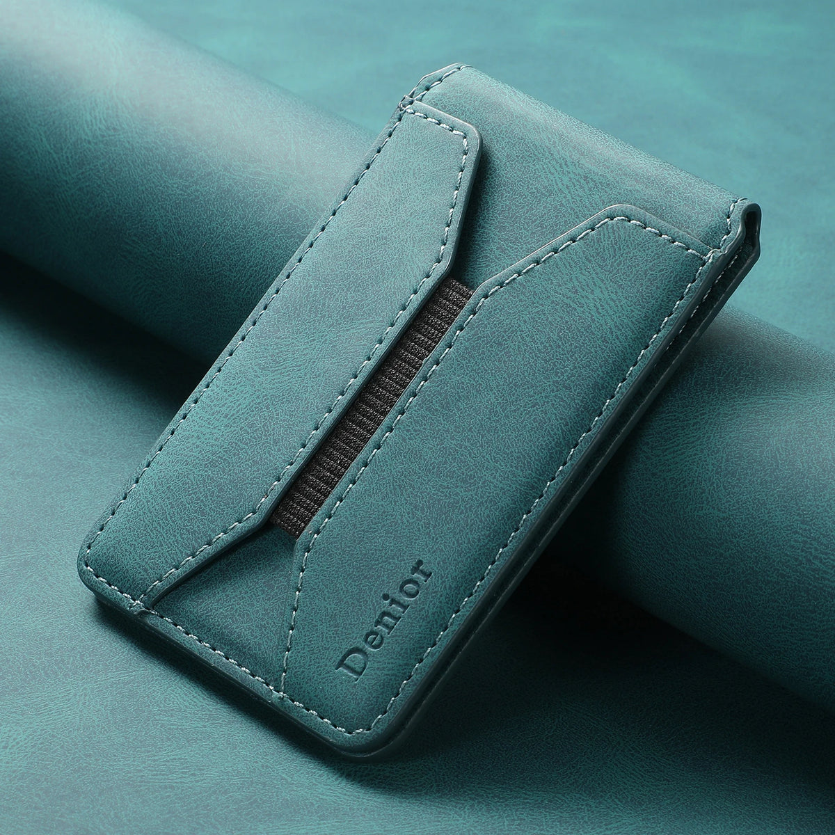 Porte-cartes magnétique cuir PU minimaliste avec élastique pour smartphone — photo 7