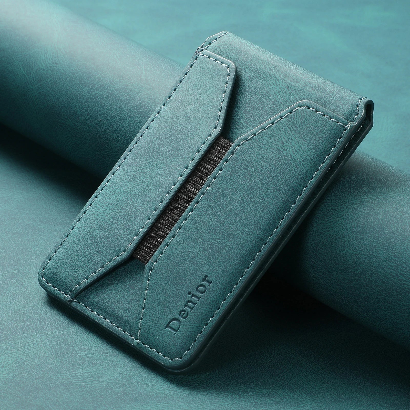 Porte-cartes magnétique cuir PU minimaliste avec élastique pour smartphone — photo 7 Image