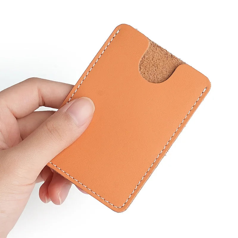 Porte-cartes minimaliste en cuir véritable ultra-fin pour femme et homme — photo 1