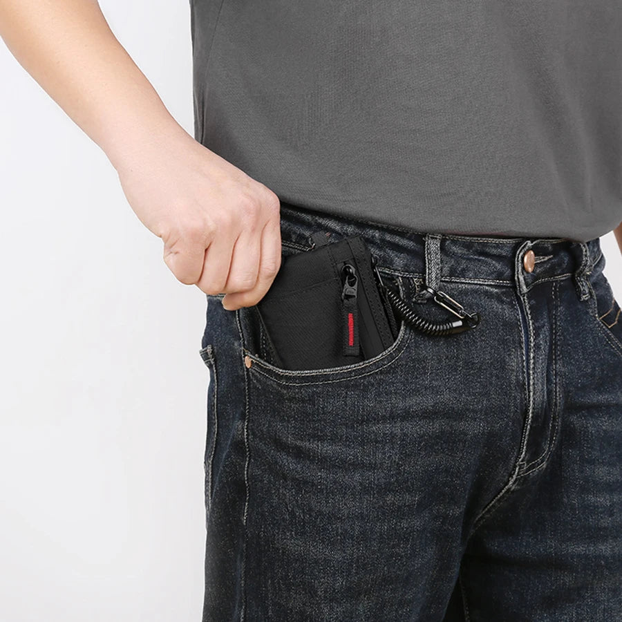 Porte-cartes zippé en nylon tactique avec mousqueton compact et sécurisé — photo 2
