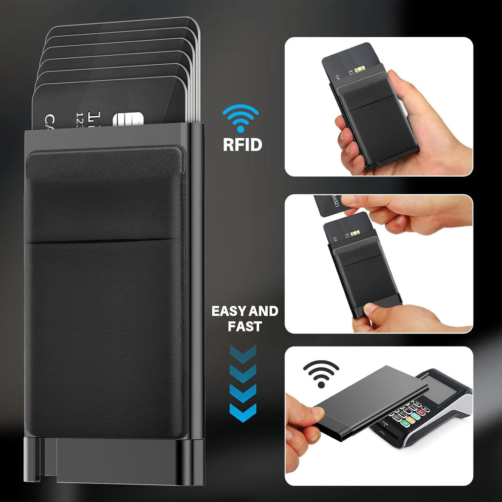 Porte-cartes pop-up RFID en aluminium ultra fin avec accès rapide et design compact — photo 2