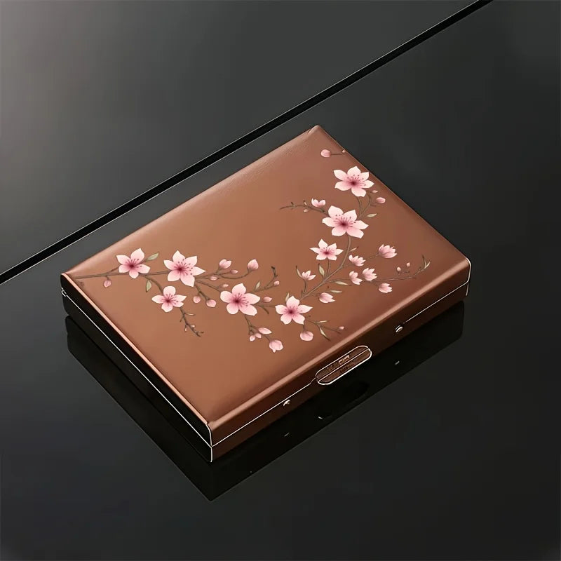 Porte-cartes RFID en acier inoxydable motif floral avec protection anti-piratage — photo 1