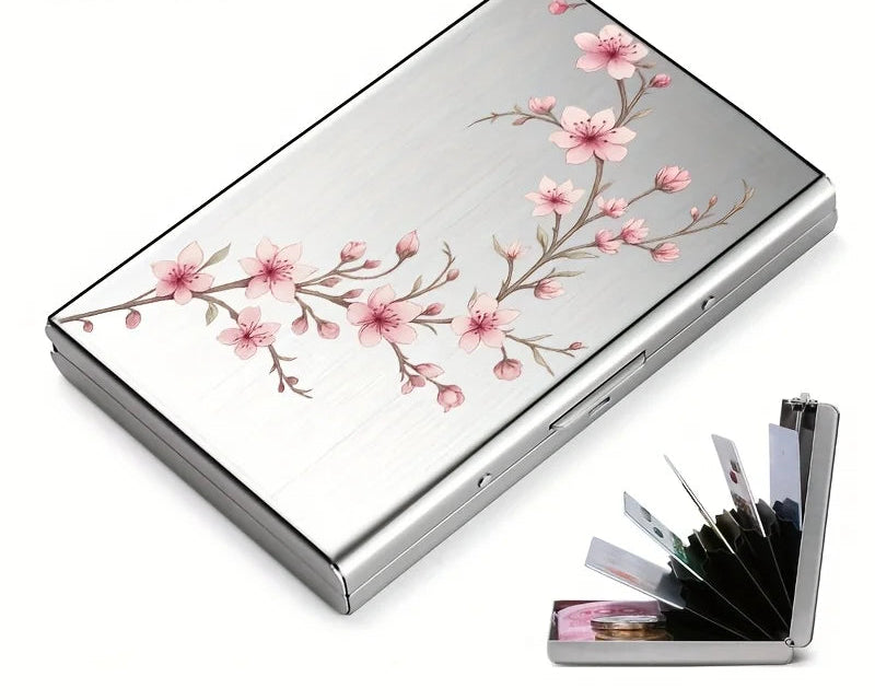 Porte-cartes RFID en acier inoxydable motif floral avec protection anti-piratage — photo 3