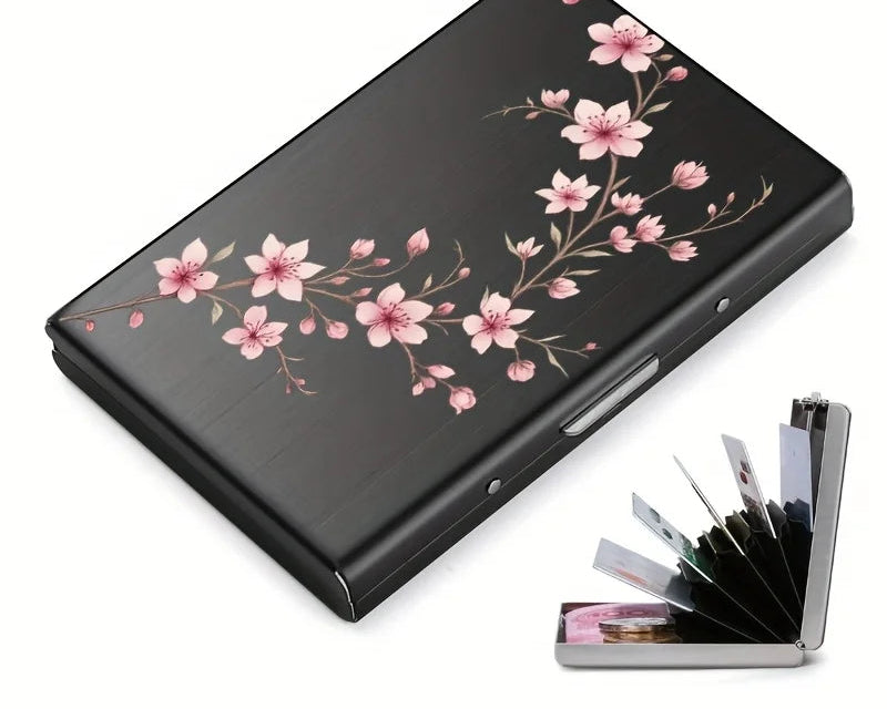Porte-cartes RFID en acier inoxydable motif floral avec protection anti-piratage — photo 5