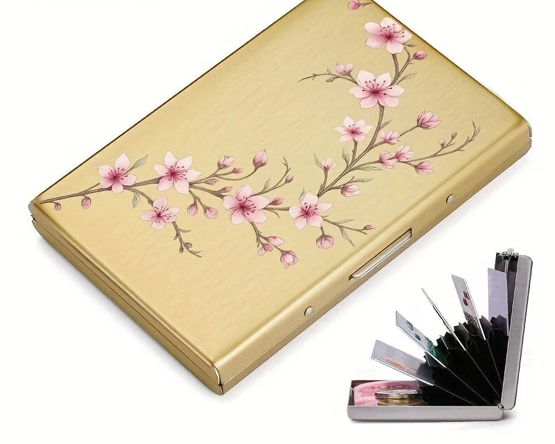 Porte-cartes RFID en acier inoxydable motif floral avec protection anti-piratage — photo 6