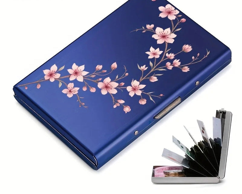 Porte-cartes RFID en acier inoxydable motif floral avec protection anti-piratage — photo 7