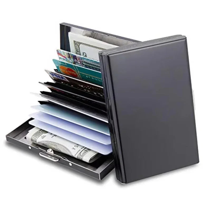 Porte-cartes RFID en acier inoxydable portefeuille métal slim avec compartiments sécurisés — photo 1