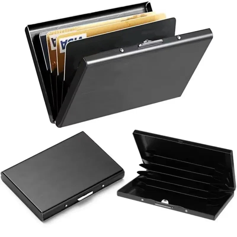 Porte-cartes RFID en acier inoxydable portefeuille métal slim avec compartiments sécurisés — photo 2