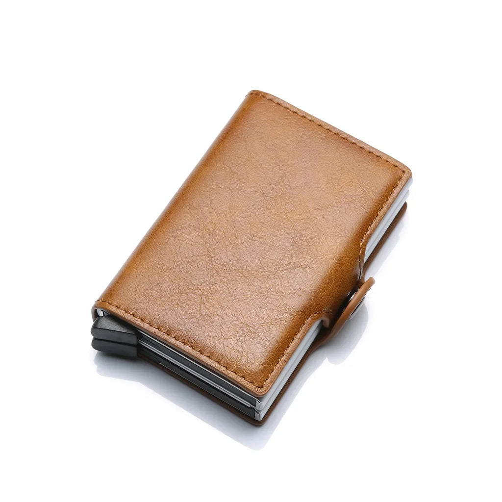 Porte-cartes RFID en aluminium et cuir PU effet carbone avec capacité 14 cartes — photo 13