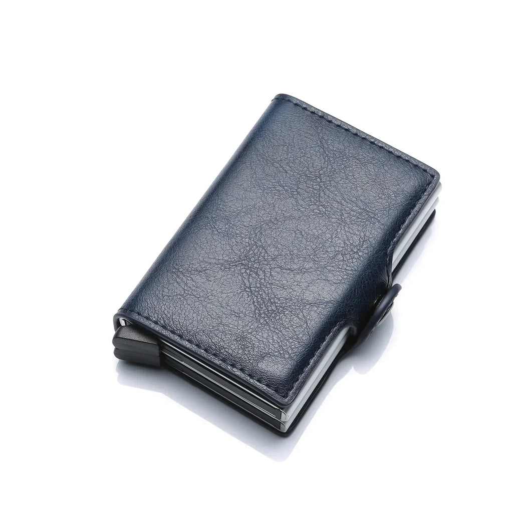 Porte-cartes RFID en aluminium et cuir PU effet carbone avec capacité 14 cartes — photo 14