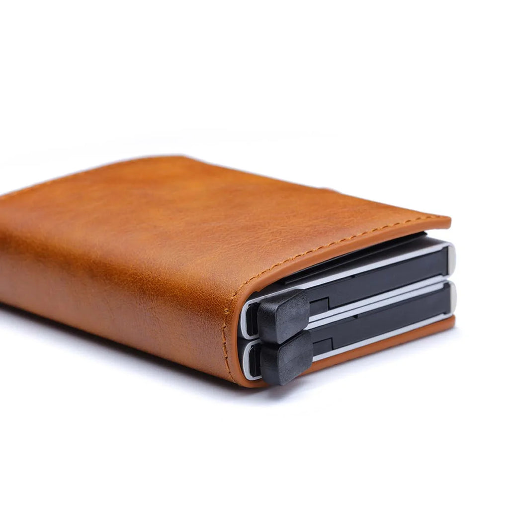 Porte-cartes RFID en aluminium et cuir PU effet carbone avec capacité 14 cartes — photo 5