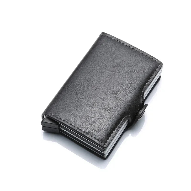 Porte-cartes RFID en aluminium et cuir PU effet carbone avec capacité 14 cartes — photo 7