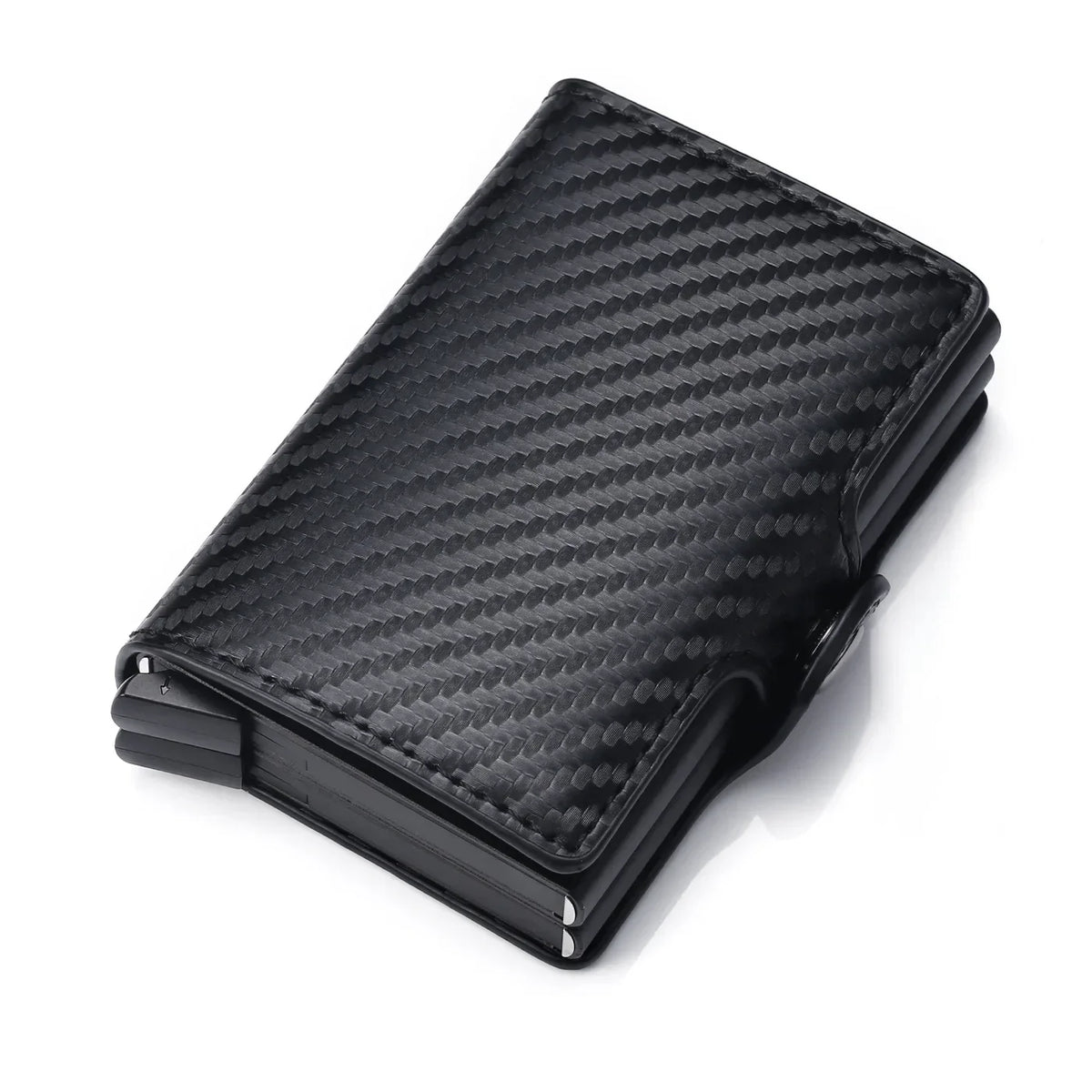 Porte-cartes RFID en aluminium et cuir PU effet carbone avec capacité 14 cartes — photo 9