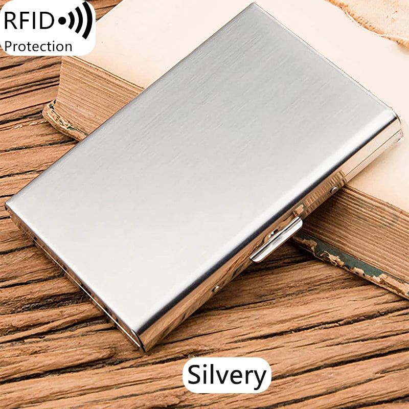 Porte-cartes RFID aluminium compact unisexe avec fermeture clip et design rigide sécurisé — photo 1
