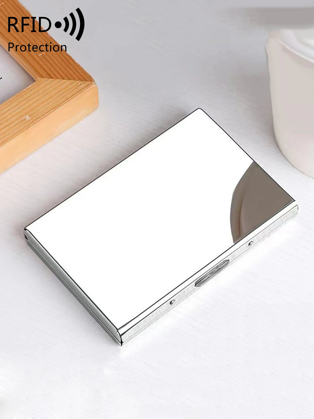 Porte-cartes RFID aluminium compact unisexe avec fermeture clip et design rigide sécurisé — photo 5
