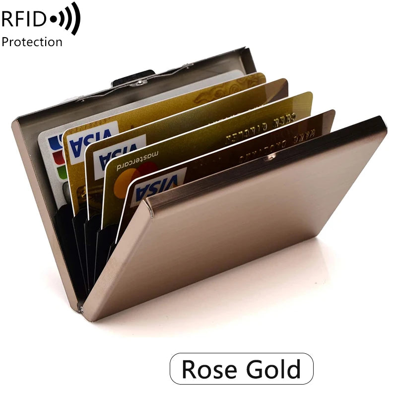 Porte-cartes RFID aluminium compact unisexe avec fermeture clip et design rigide sécurisé — photo 7