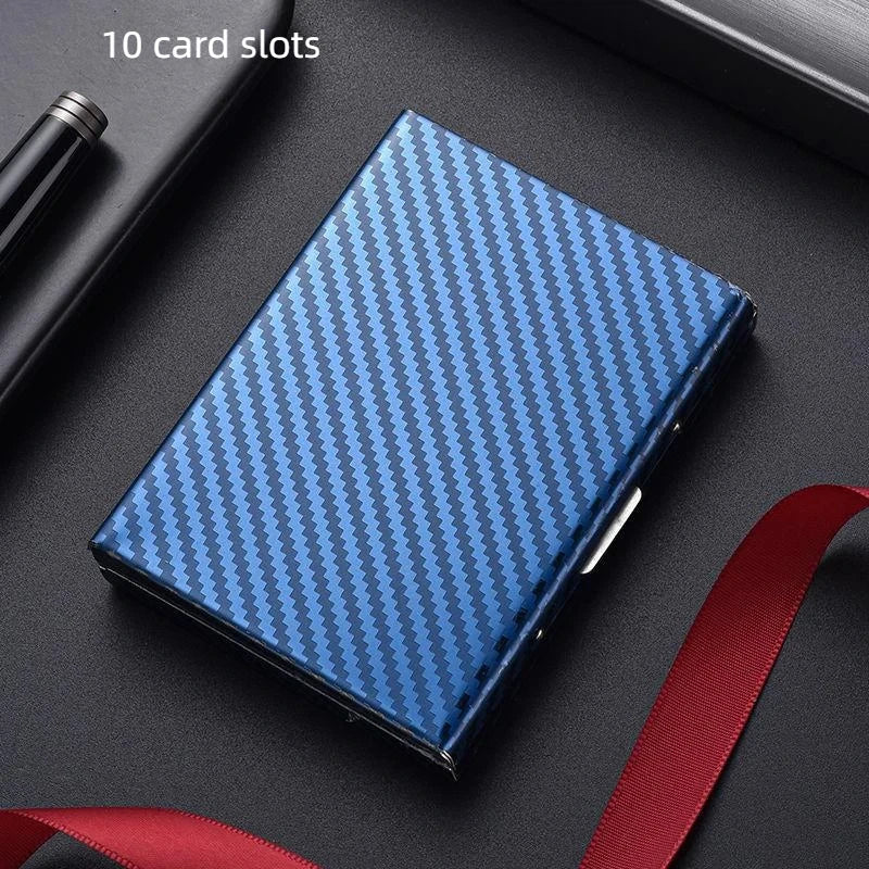 Porte-cartes RFID aluminium effet carbone compact avec fermeture clip et design élégant unisexe — photo 13