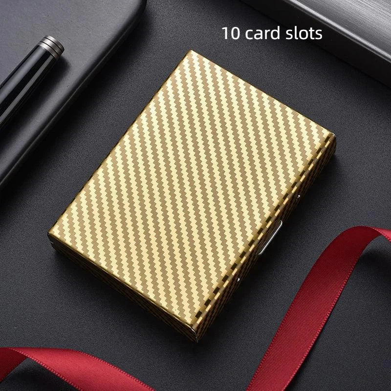 Porte-cartes RFID aluminium effet carbone compact avec fermeture clip et design élégant unisexe — photo 7
