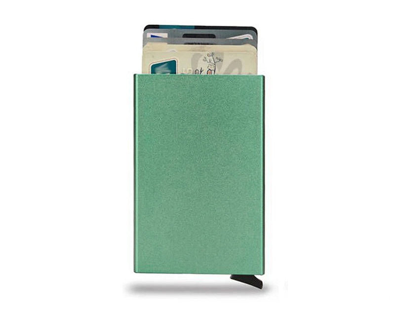 Porte-cartes RFID aluminium slim avec système pop-up portefeuille minimaliste sécurisé — photo 12
