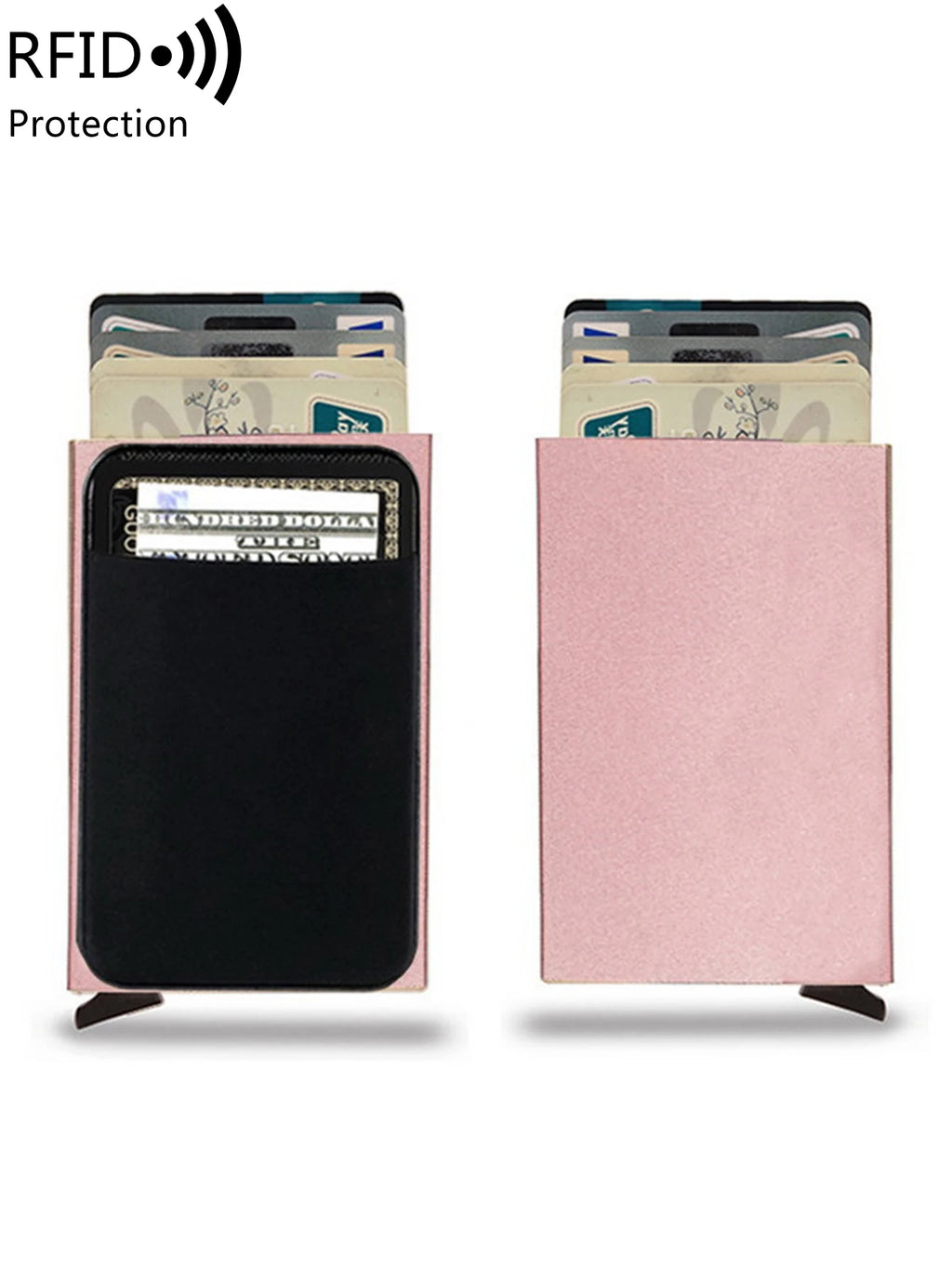 Porte-cartes RFID aluminium slim avec système pop-up portefeuille minimaliste sécurisé — photo 2