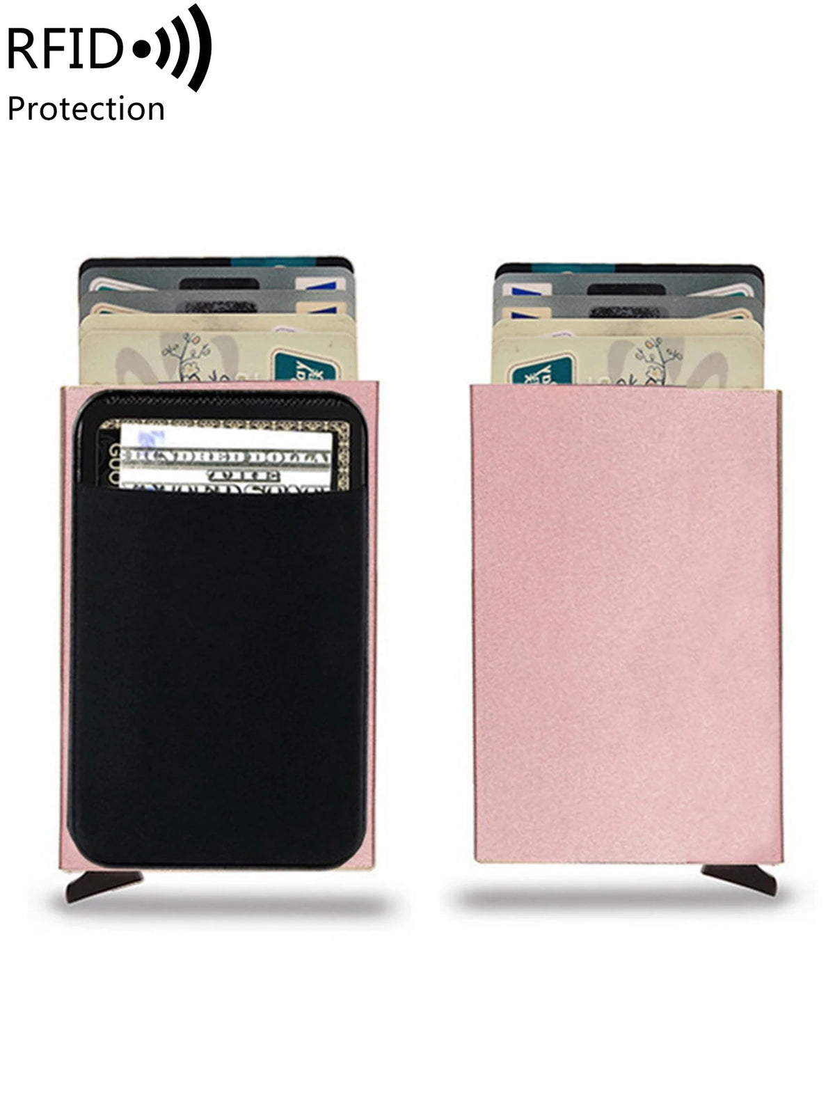 Porte-cartes RFID aluminium slim avec système pop-up portefeuille minimaliste sécurisé — photo 2