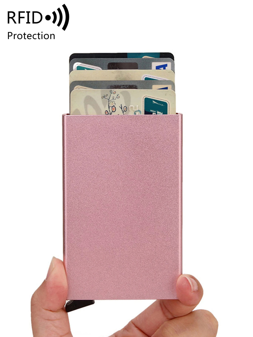 Porte-cartes RFID aluminium slim avec système pop-up portefeuille minimaliste sécurisé — photo 3