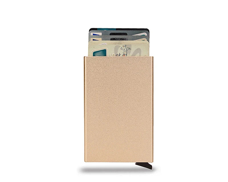 Porte-cartes RFID aluminium slim avec système pop-up portefeuille minimaliste sécurisé — photo 6