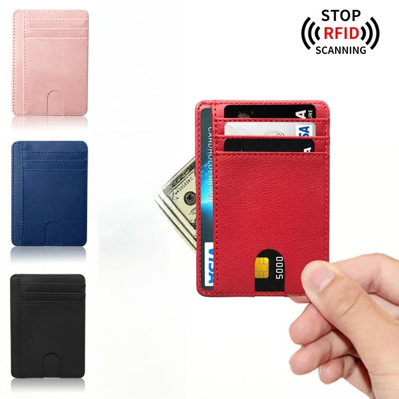 Porte-cartes rfid anti-démagnétisation en cuir pu ultra-mince avec multi-slots — photo 2