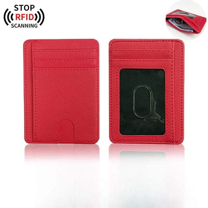 Porte-cartes rfid anti-démagnétisation en cuir pu ultra-mince avec multi-slots — photo 8