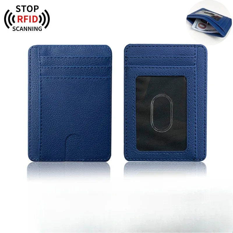 Porte-cartes rfid anti-démagnétisation en cuir pu ultra-mince avec multi-slots — photo 9