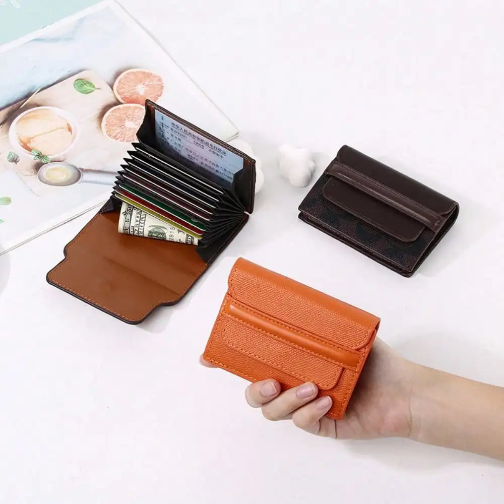 Porte-cartes rfid compact en cuir pu avec multi-emplacements et design classique — photo 3