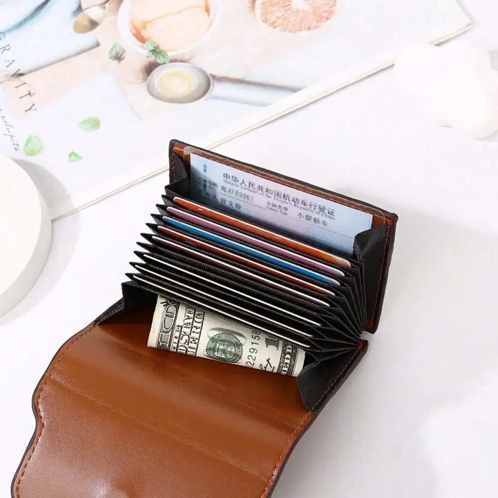 Porte-cartes rfid compact en cuir pu avec multi-emplacements et design classique — photo 4