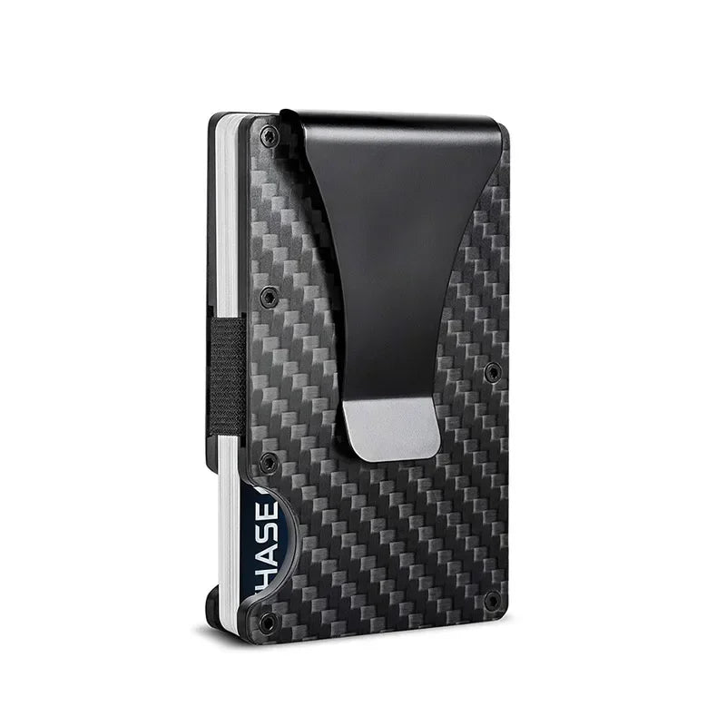 Porte-cartes RFID en fibre carbone et aluminium slim avec clip billets compact — photo 10