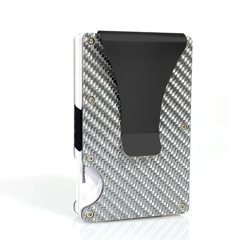 Porte-cartes RFID en fibre carbone et aluminium slim avec clip billets compact — photo 17