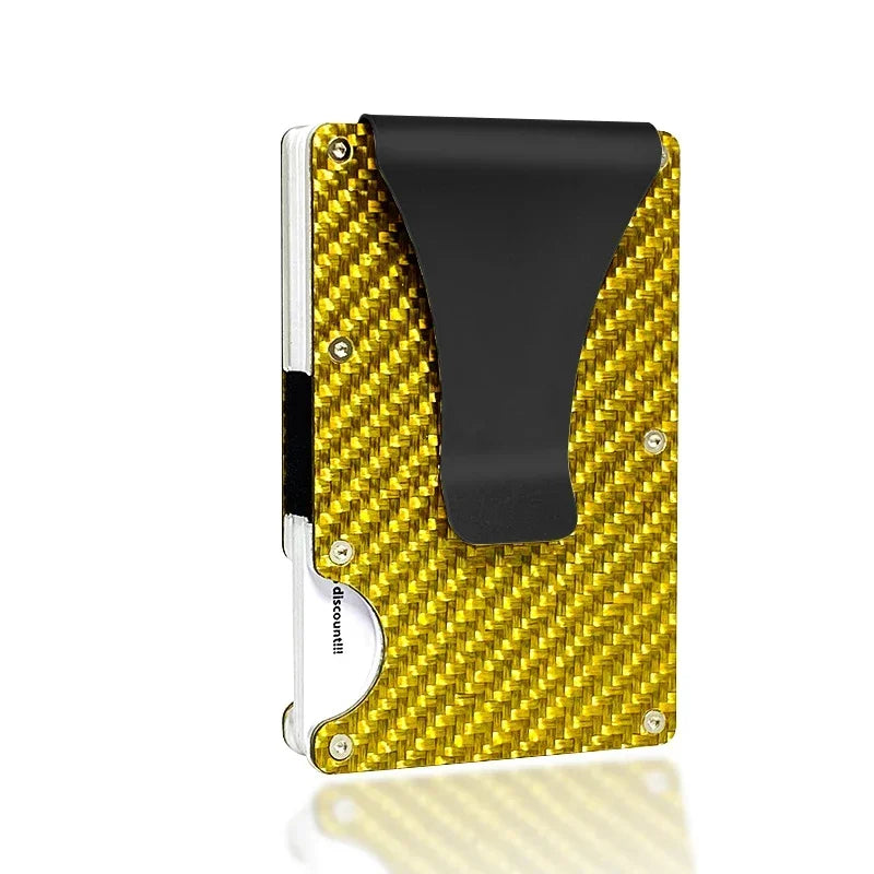 Porte-cartes RFID en fibre carbone et aluminium slim avec clip billets compact — photo 19