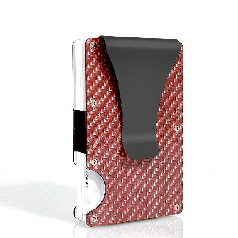 Porte-cartes RFID en fibre carbone et aluminium slim avec clip billets compact — photo 20