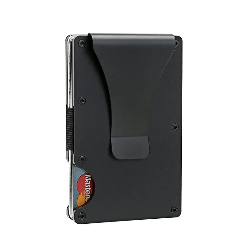 Porte-cartes RFID en fibre carbone et aluminium slim avec clip billets compact — photo 8