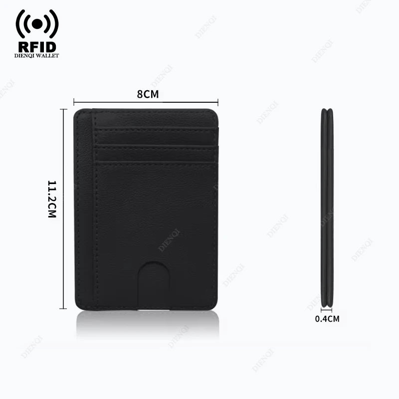 Porte-cartes homme en cuir PU effet fibre de carbone RFID ultra fin minimaliste — photo 3