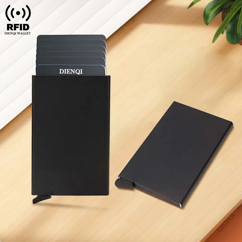 Porte-cartes RFID en métal ultra fin avec système pop-up portefeuille minimaliste — photo 2