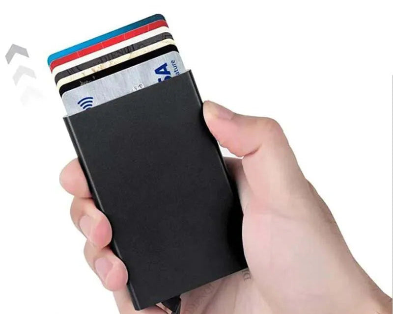 Porte-cartes RFID en métal ultra fin avec système pop-up portefeuille minimaliste — photo 3
