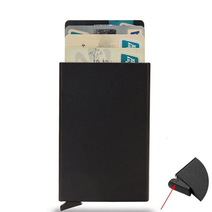 Porte-cartes RFID en métal ultra fin avec système pop-up portefeuille minimaliste — photo 4