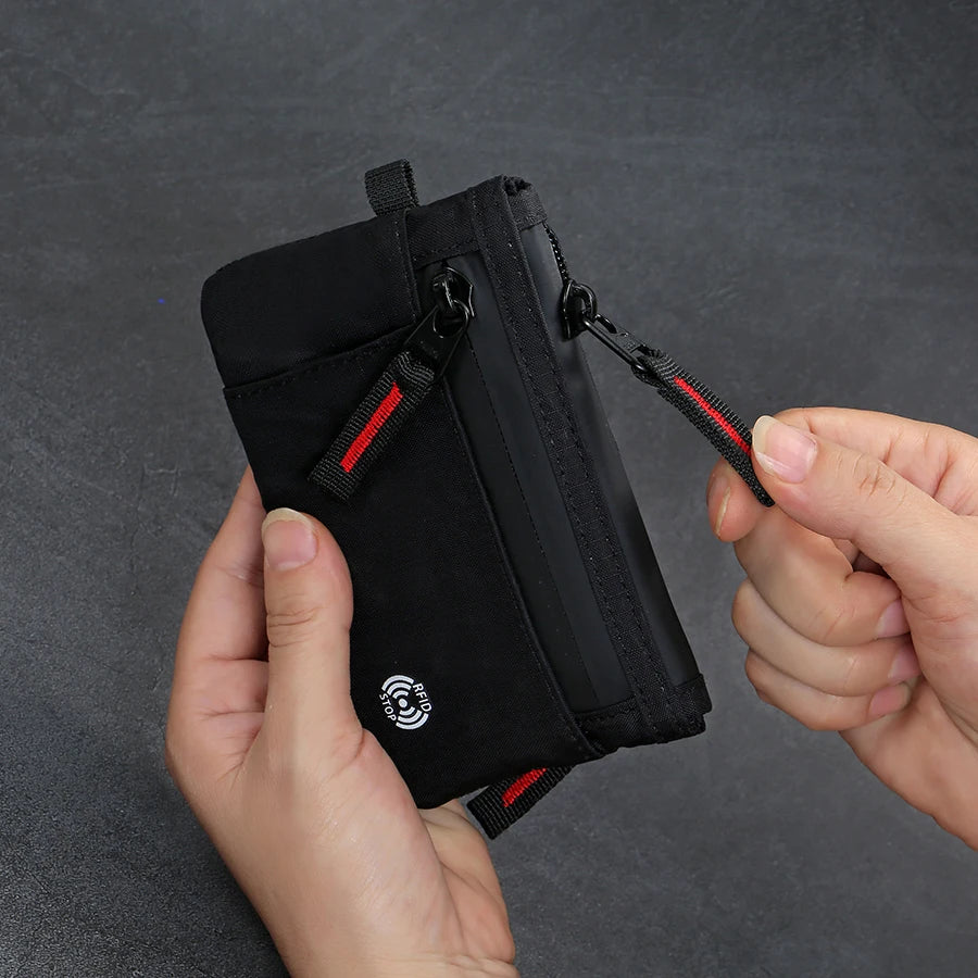 Porte-cartes RFID en nylon avec fermeture zippée et mousqueton compact sécurisé — photo 4 Image