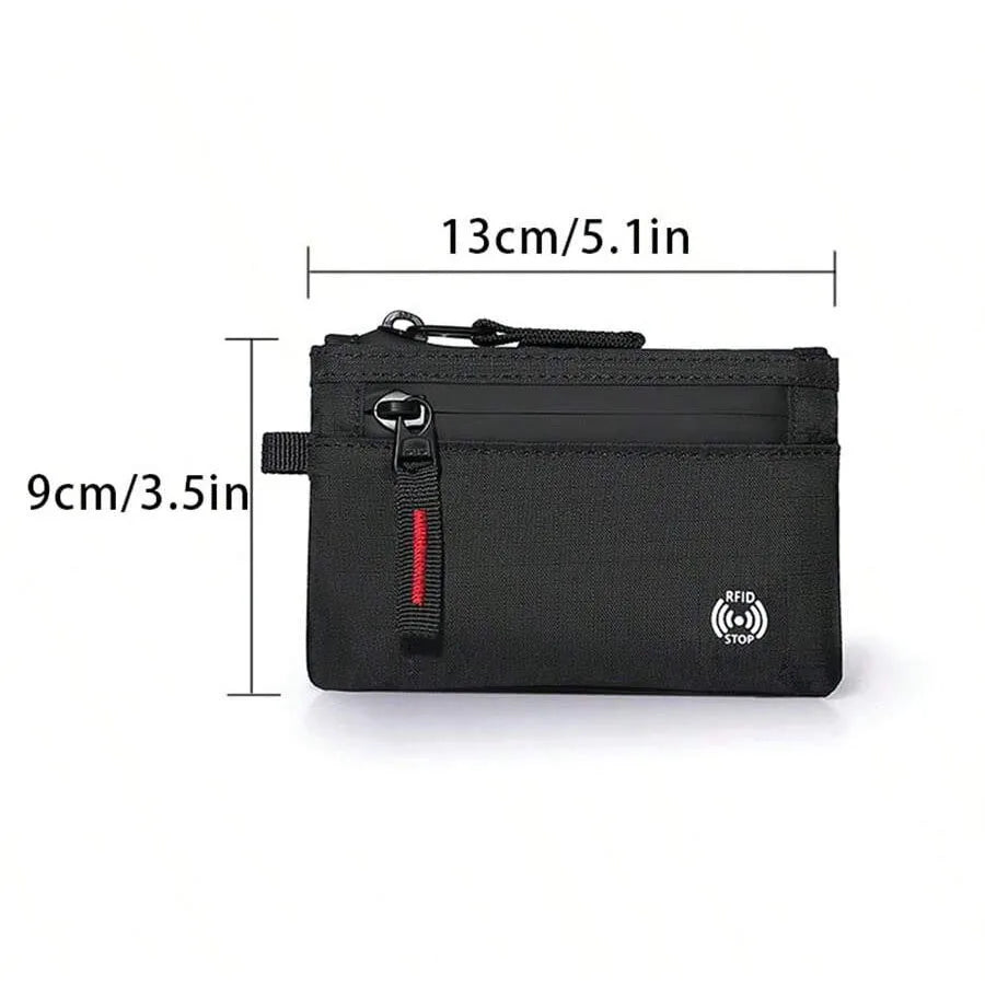Porte-cartes RFID en nylon avec fermeture zippée et mousqueton compact sécurisé — photo 6