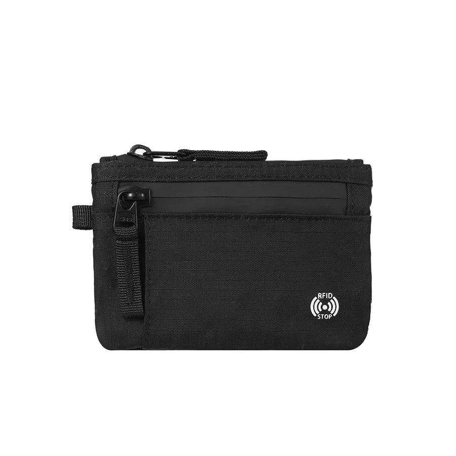 Porte-cartes RFID en nylon avec fermeture zippée et mousqueton compact sécurisé — photo 8