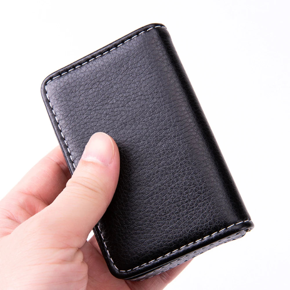 Porte-cartes rigide en simili cuir avec fermeture magnétique pour cartes de visite — photo 3
