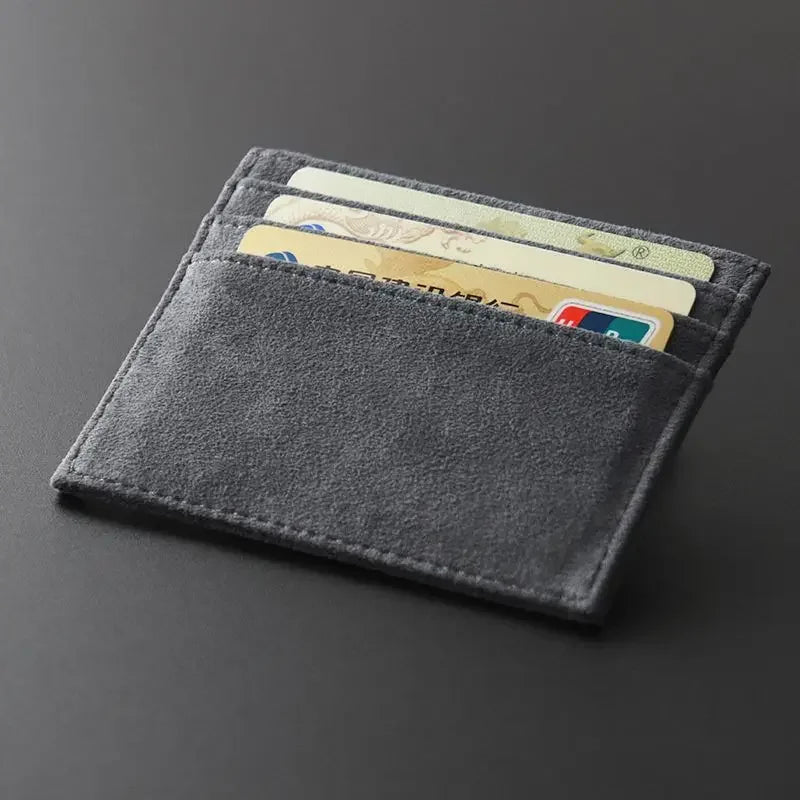 Porte-cartes slim en cuir PU unisexe compact RFID minimaliste élégant — photo 3 Image