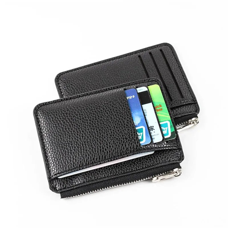 Porte-cartes slim zippé en simili cuir avec compartiments pour femme et homme — photo 1