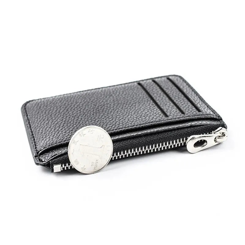 Porte-cartes slim zippé en simili cuir avec compartiments pour femme et homme — photo 3