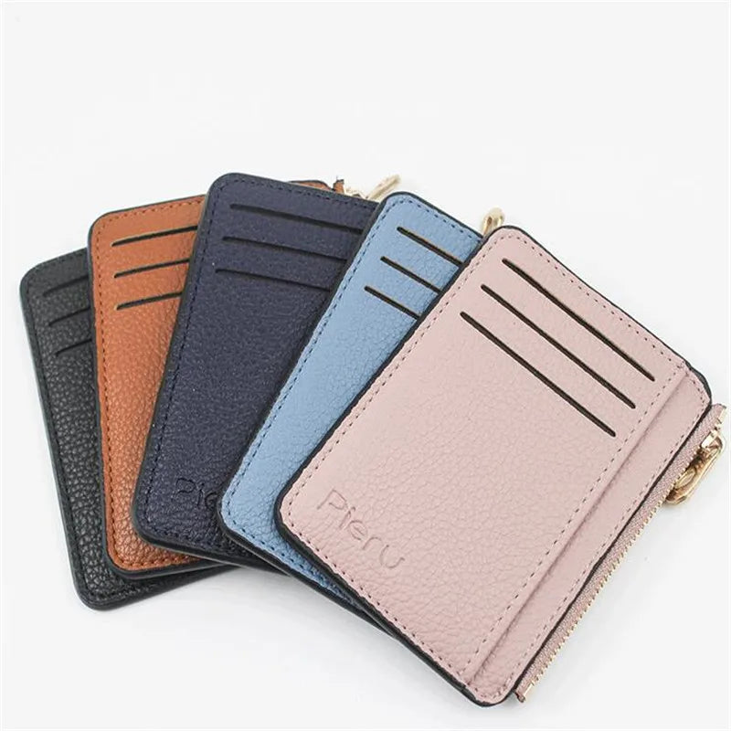 Porte-cartes slim zippé en simili cuir avec compartiments pour femme et homme — photo 6