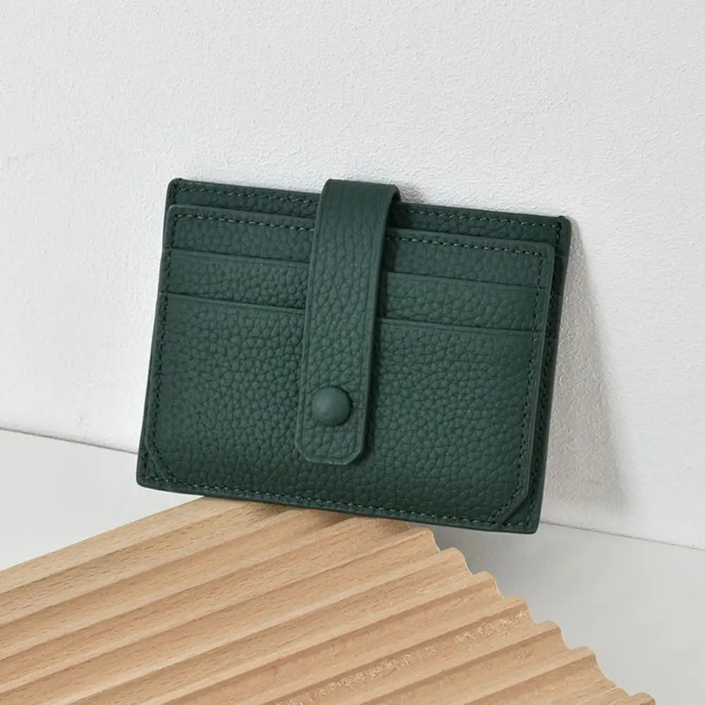 Porte-cartes ultra-fin en cuir pu avec languette à bouton pression pour homme et femme — photo 11
